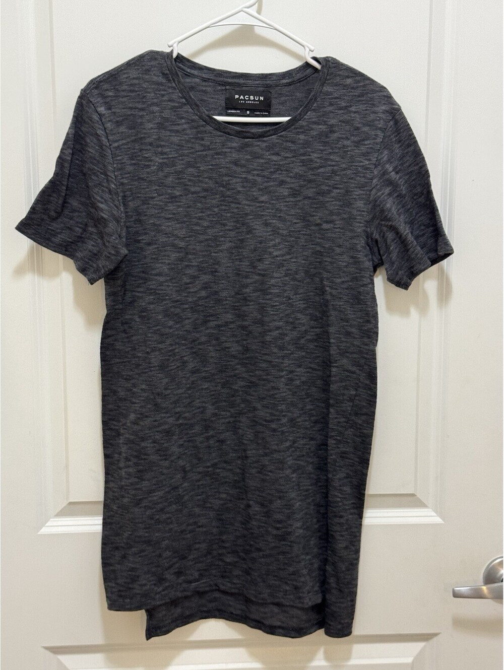 PacSun T Shirt Mens Small Gray Space Dye Longer Fit Short Sleeve Longline Tee